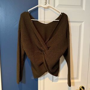 Astr Olive/Brown Sweater with Cross back Detail